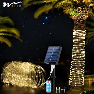Solar Rope Light 72FT 200 LED 8 Modes IP67 Waterproof Remote Control Ideal for