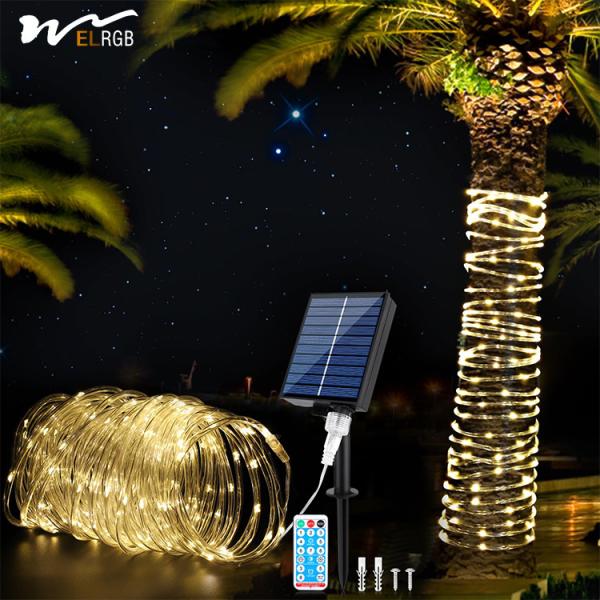 Solar Rope Light 72FT 200 LED 8 Modes IP67 Waterproof Remote Control Ideal for