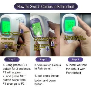 3 Color Backlight Forehead Thermometer 3VDC For Easy Fever Detection