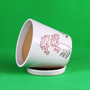 Drainage Ceramic Pots For Round Plants Easy Maintenance