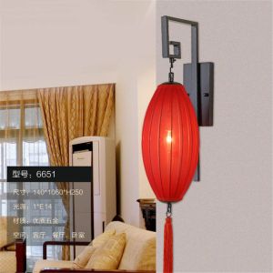 Classical Chinese Style Festive Quaint Rural Wood Red Lantern Wall Lamps(WH-OR