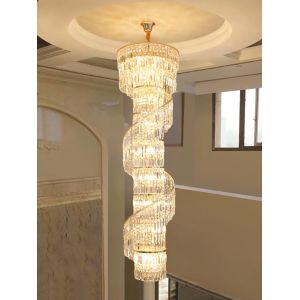 Luxury crystal chandelier duplex building hollow living room lamp large