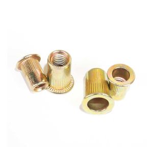 Buy cheap Carbon Steel Threaded Rivet Nuts Zinc Plated M6 Knurled Body With Flat Head from wholesalers