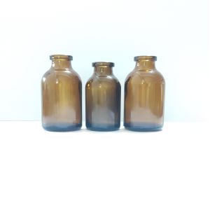 China Industrial Medicine 100ml Glass Bottle With Rubber Stopper And Glass Caps Natural Color Transparent on sale