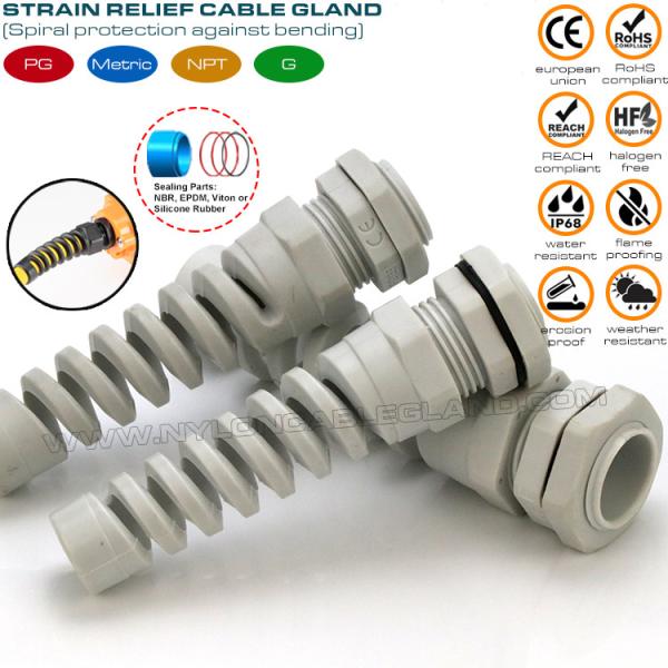 Buy cheap Spiral Cable Gland / Spiral Flexible Strain Relief Connector Nylon (Polyamide) 6 PG11 IP68 for 5-10mm Cable from wholesalers