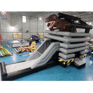 New Design Inflatable Bounce Castle With Slide Commercial Dinosaur Theme