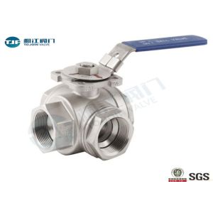 Threaded 3 Way Industrial Ball Valve ASTM A351-CF8M Type With Mounting Pad