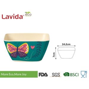 Unbreakable Bamboo Cereal Bowls Eco - Friendly Garden Butterfly Printing Diverse