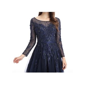 Buy cheap Women Sexy Wrap Plunging Sparkle Prom Dresses With Sleeves A - Line Style from wholesalers