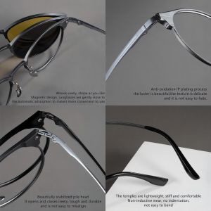 Buy cheap Elliptical Pure Titanium Aluminum Glasses Clip On Glasses Business from wholesalers
