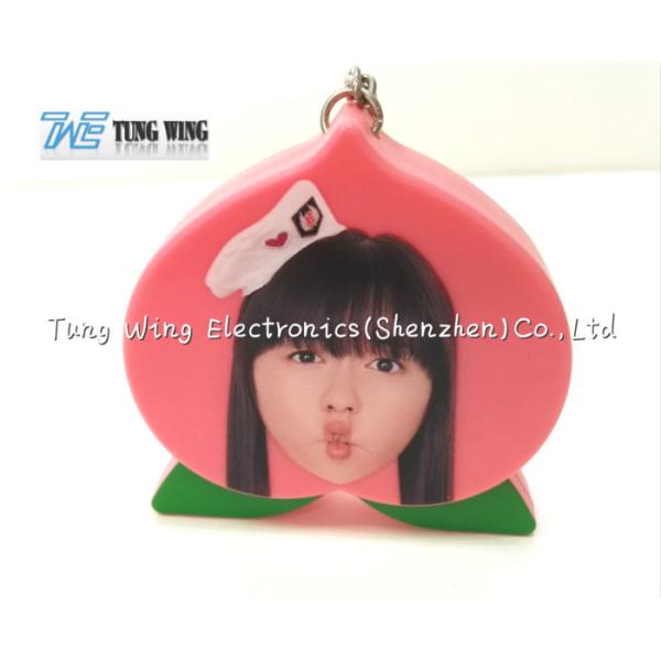 Cute Pink Peach Shaped Musical Keyring Custom Talking Keychain