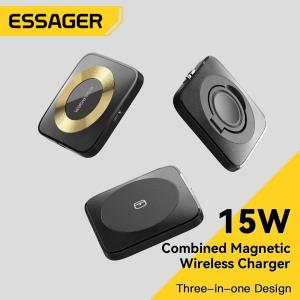Buy cheap ESSAGER Waves 3 in 1 Wilress Charger 15W Best Fast Charging Wireless Phone Charger from wholesalers