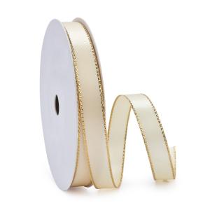 Hot Sale 16mm Colorful Metallic Gold Edged Double Face Satin Ribbon