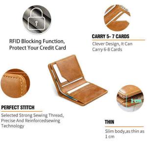 Buy cheap Minimalist Men's Genuine Leather Bifold Wallet with RFID Blocking of Custom Logo from wholesalers