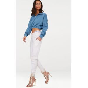 Buy cheap Zip front crop sweater long sleeves blue from wholesalers