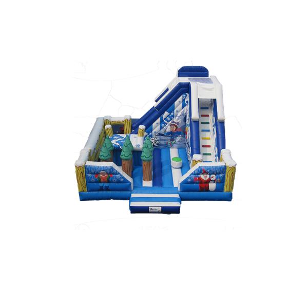 Blue White Snow theme Children Fun Park Inflatable Slide Bouncy