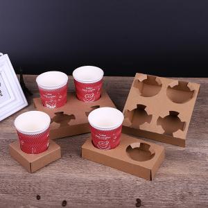 Buy cheap 4 Cups Kraft Paperboard Disposable Paper Cup Holder Biodegradable from wholesalers