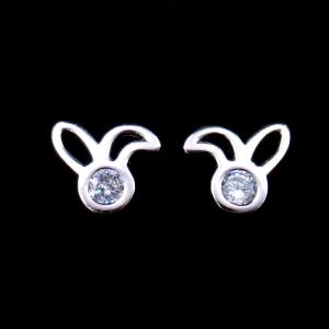 Buy cheap Cute Animal Rabbit Earrings CZ Stone Simple Accessory 925 Silver Jewellery from wholesalers