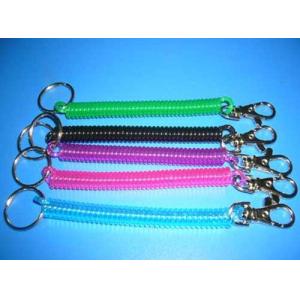 Plastic Expandable Coil Key Holders Translucent Colors Thumb Hook and Small
