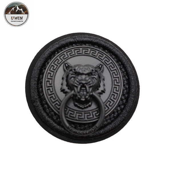Round Jacket Custom 3D Rubber Patches , Embroidered Decorative Patches For