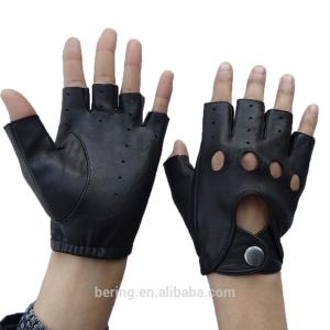 Buy cheap High quality genuine leather driving gloves half finger leather gloves from wholesalers