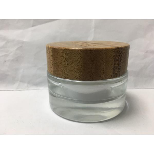 Quality Empty 50g glass lotion containers with Wooden Cap Eco Friendly for sale