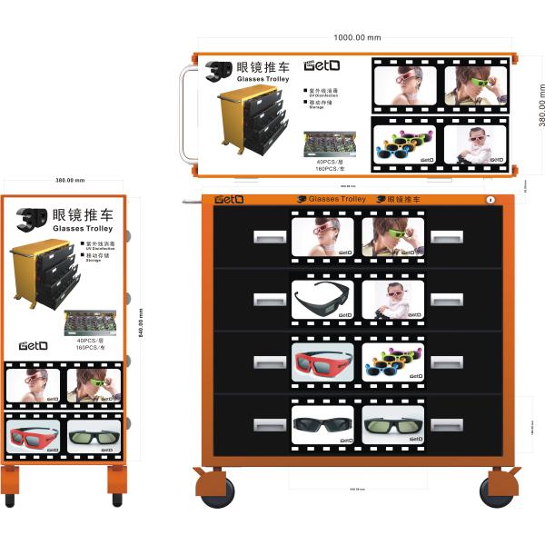 Quality 3D glasses trolley for sale