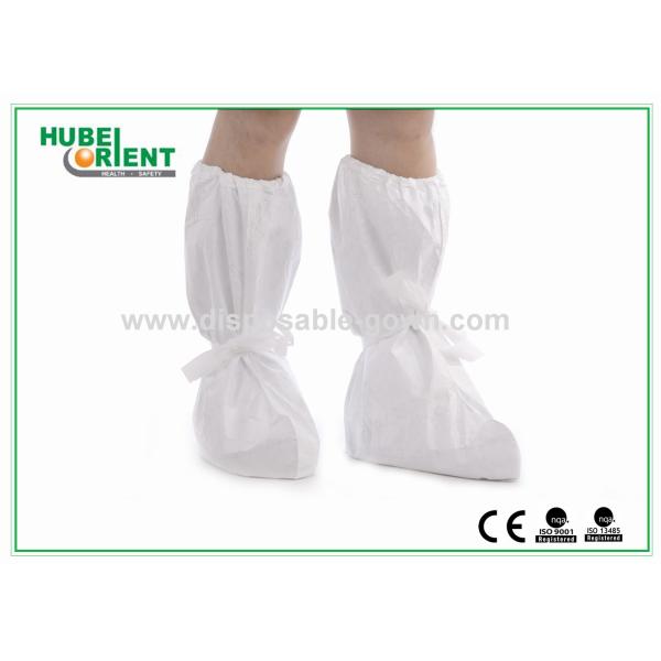 Quality Durable White Disposable Tyvek Boot Cover , Shoe Protector Booties for sale