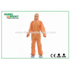 Buy cheap SMS Protective Orange Disposable Coveralls/Disposable Hazmat Suits For Laboratory/Factory from wholesalers