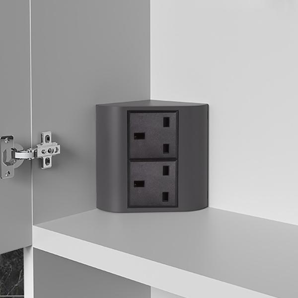 Office & Home Desk Corner UK Socket with 2 Outlets for Multiple Devices