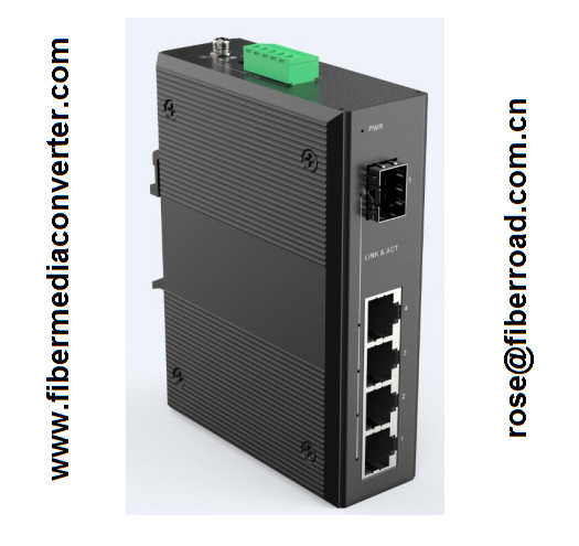 FE Industrial Fiber Switch -40℃~75℃ , 4×10/100BASE-Tx RJ45 to 1×100BASE-FX（SFP/1
