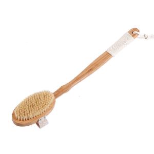 China Natural Sisal Bamboo Bath Shower Brush With Wood Long Handle on sale