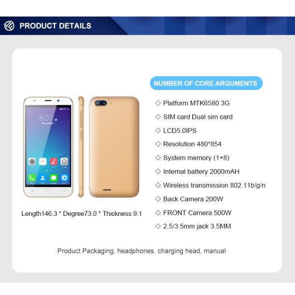 Dual SIM Card 3G 4G Smartphone Single Core MP3 GPS 1600mAH