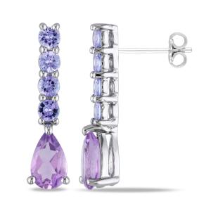 Buy cheap Amethyst & Diamond Drop Earrings in 9ct Gold Drop Earrings For Women from wholesalers