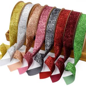 Buy cheap 25mm Shinny Glitter Velvet Ribbon Dyed Olive Green Velvet Ribbon from wholesalers