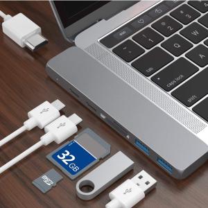 China Portable Double Type-C hub adapter 4K  hub + card reader + PD charge 4K HD MacBook converter on sale