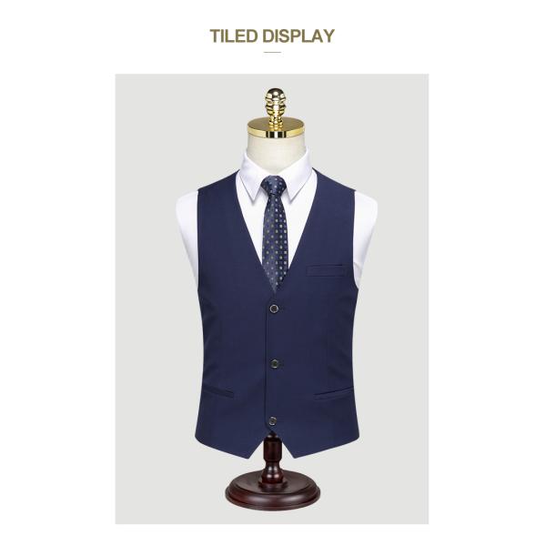 Dark Blue Single-Breasted Suit Vest for Professional Formal Occasions and Weddings