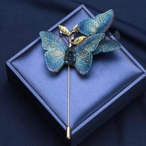 Buy cheap Lightweight Versatile Dual Butterfly Brooch Handcrafted Nature Art Gold Embellished Custom Wing Patterns product