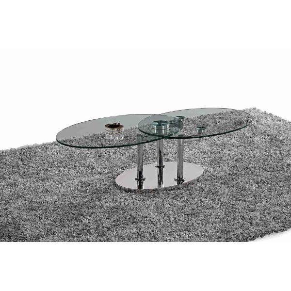 Buy cheap Folding Modern Glass Oval Dining Table Tempered Glass Stainless Steel Frame L200xW100xH75cm from wholesalers