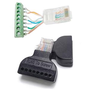 Male 8P8C RJ45 to 8 Pin Screw Terminal Block Adapter for CCTV Video Solution