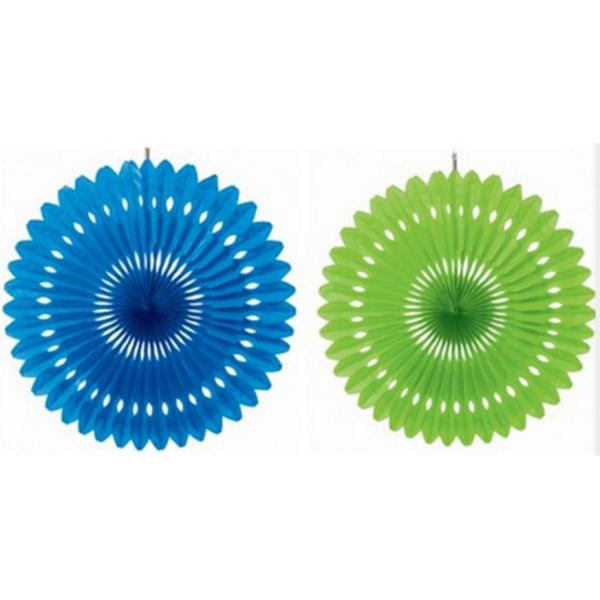 Color Paper Craft Fan, 28 Grams Type Paper, Size: 8 inch, 10 inch, 12 inch, 14 inch, 16 inch; Color: Red, Yellow, Blue,