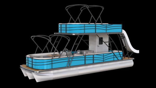 Quality Double Decker Pontoon Party Boat with Bluetooth Stereo System, Swim Ladder, and Bimini Top for Ultimate Water Entertainment for sale