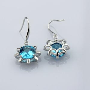 Buy cheap 925 Sterling Silver Oval Champagne Cubic Zirocnia Dangle Earrings(E06J) from wholesalers