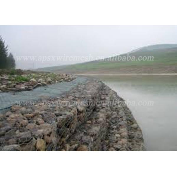 Buy cheap Hot Galvanized / Pvc Coated Mesh Gabion Baskets Stone Filled River Protect from wholesalers