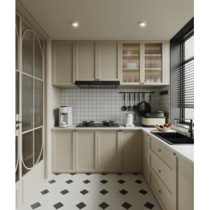 China Modern Wood Design Customized High End Melamine Board Kitchen Cabinet on sale
