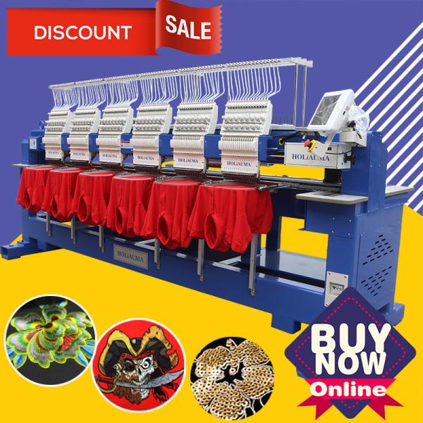 Quality HOLiAUMA 1200 spm high speed cap t-shirt flat computer 6 head embroidery machine with cheap embroidery machine price for sale