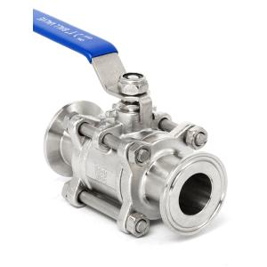 Buy cheap Sanitary Stainless Steel 304 Three-Piece Quick Clamp Ball Valve for Manual Operation from wholesalers