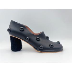 Buy cheap Soft Nappa Leather Women Pumps Shoes Black Low Heel Dress Shoes With Mushroom product