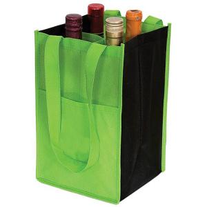NonWoven Four Bottle Wine Bag Reusable Wine Bag with Two Self-material Handles