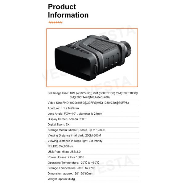 Quality 7 IR Level R12 Binocular Night Vision With Camera for sale